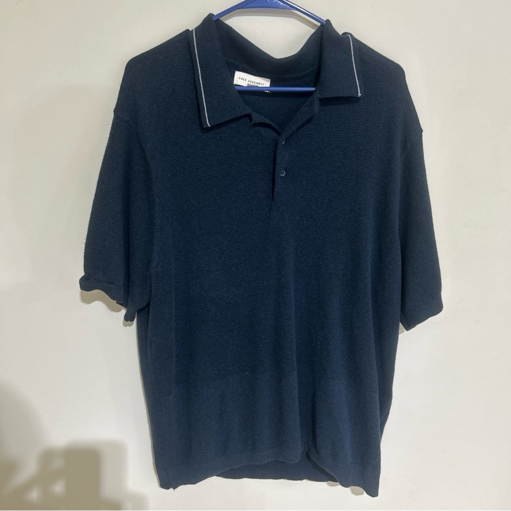 Free Assembly Women's Sweater Dress Sz XL Blue Short Sleeve PREOWNED. 2 BUTTON